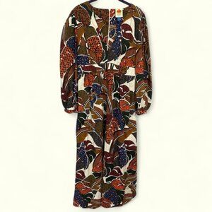 Farm Rio x Anthropologie V neck bold floral print puff sleeve maxi size 10